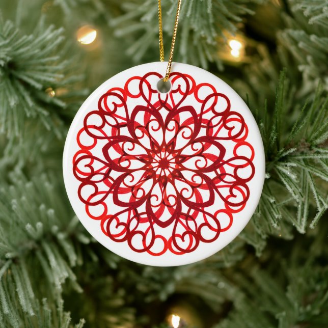 Hübsche Dekorative Weißrot Weihnachten Keramik Ornament (Baum)