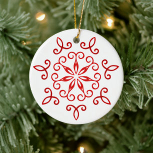 Hübsche Dekorative Weißrot Weihnachten Keramik Ornament
