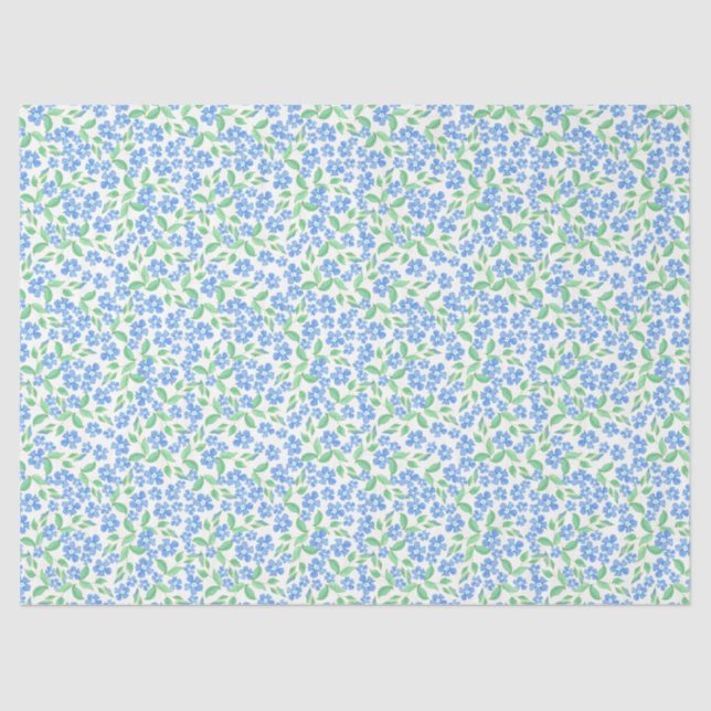 Hübsche Ditsy Blue Green Periwinkle Blume Seidenpapier (Vorderseite)