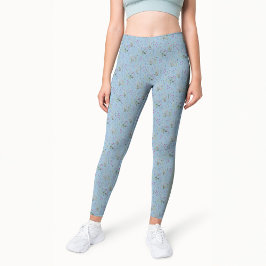 Hübsche Ditsy FLoral Blaues Muster Wasserfarbe Leggings