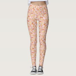 Hübsche Ditsy Floral Muster Orange Wasserfarbe Leggings