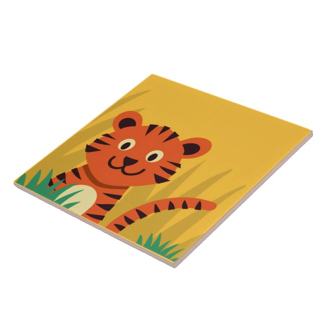 Hübsche Dschungeltiger-Dekorfliese aus Keramik Fliese (Seite)