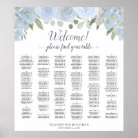 Hübsche Dusty Blue Rose Alphabetisches Seekarte