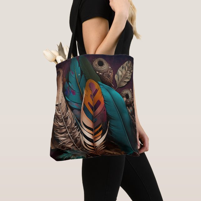 HÜBSCHE EARTH TONED BOHO FEATHERS TASCHE (Von Nahem)