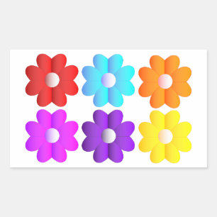 Hübsche, einfache Farben, weiße Blume, Grafik Rechteckiger Aufkleber