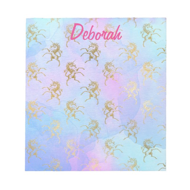 Hübsche Einhorn Fantasy Schönes Blau und Rosa Notizblock (Vorderseite)