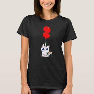 Hübsche Einhorn-Katze 2. Geburtstag Kinder-Ballon- T-Shirt