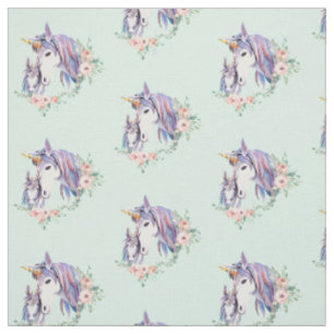 Hübsche Einhorn-Mama & Baby Wasserfarbenmuster Stoff