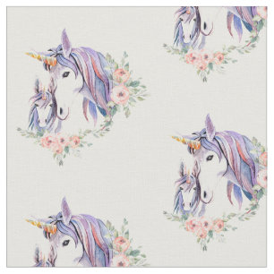 Hübsche Einhorn-Mama & Baby Wasserfarbenmuster Stoff