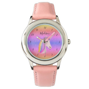 Hübsche Einhorn Regenbogen Glitzer Girls Personal Armbanduhr