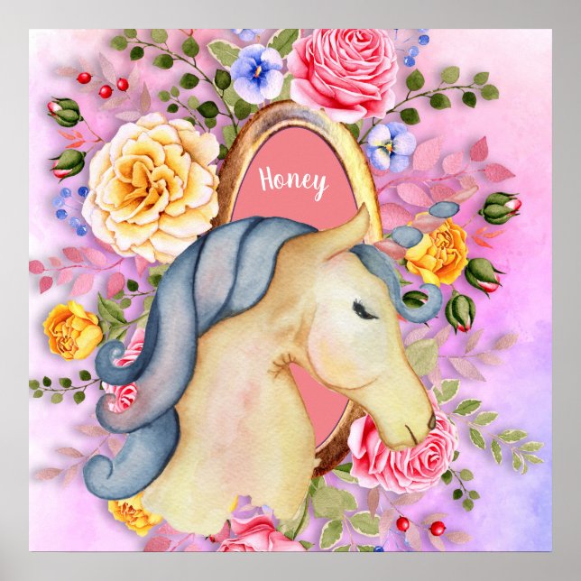 Hübsche Einhorn-Rose mit Namen "Girls" - Museo Can Poster (Vorne)
