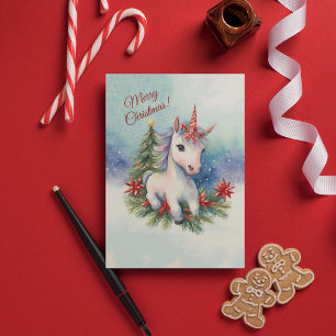 Hübsche Einhornweihnachtszeit Feiertagskarte