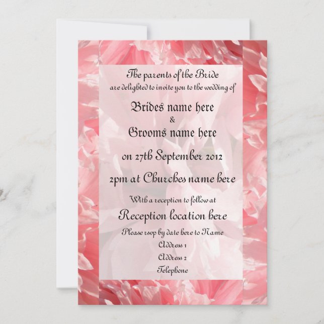 Hübsche Einladungen für Hochzeiten in rosa Mohn (Vorderseite)