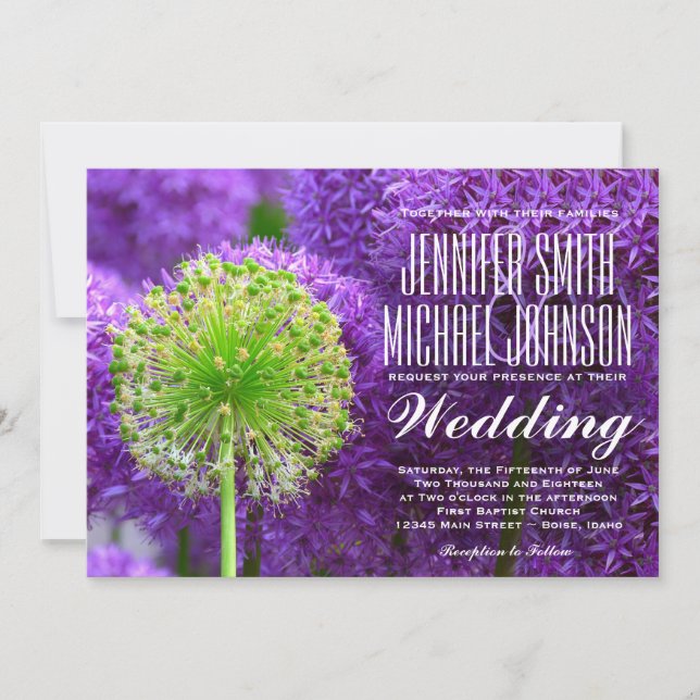 Hübsche Einladungen für Hochzeiten Lila und grüner (Vorderseite)
