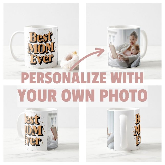 Hübsche einzigartige Typografie Beste Mama je Kaffeetasse (personalize own photo Pretty Unique Typography Best Mom Ever Apron)