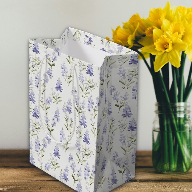 Hübsche Elegant Lilac Blume Blau und Weiß Mittlere Geschenktüte (Von Creator hochgeladen)