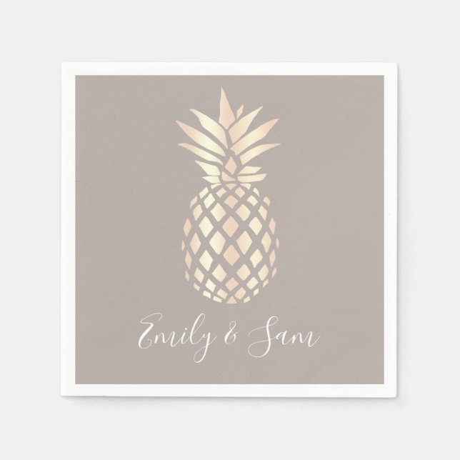 Hübsche, elegante Ananas- und Graugold-Rose Serviette (Vorderseite)