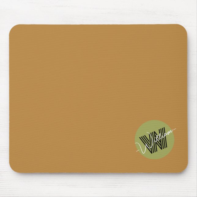 Hübsche, elegante Monogram-Initialbraun Mousepad (Vorne)