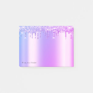 Hübsche elegante violette Glittertropfen Post-it Klebezettel