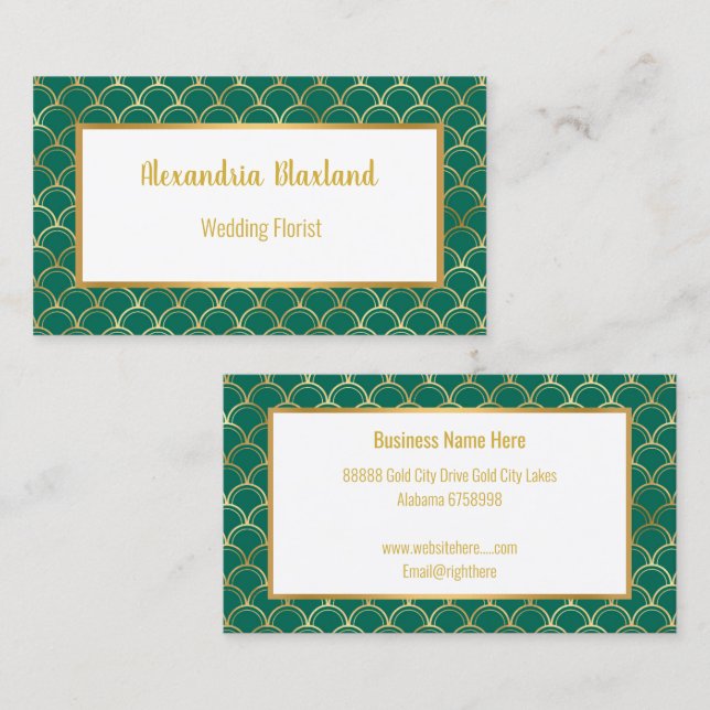 HÜBSCHE EMERALD MERMAID WHITE BUSINESS CARD VISITENKARTE (Vorne/Hinten)