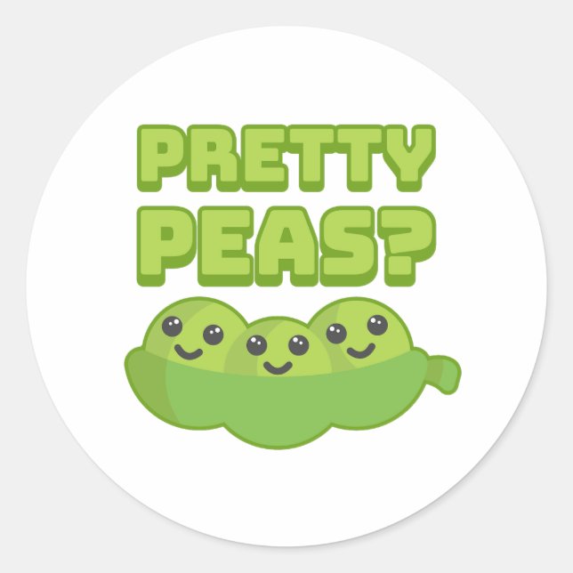 Hübsche Erbsen? Niedlicher und Punny Pea Cartoon Runder Aufkleber (Vorderseite)