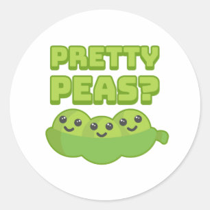 Hübsche Erbsen? Niedlicher und Punny Pea Cartoon Runder Aufkleber