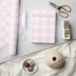 Hübsche Erdbeere Milkshake Rosa Buffalo Kariert Geschenkpapier