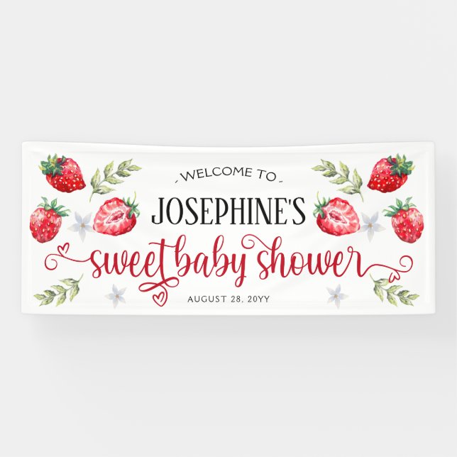 Hübsche Erdbeerfrucht "Sweet Baby Shower" Banner (Horizontal)