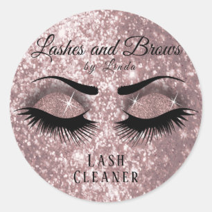 Hübsche Eyelashes Lash Cleaner Design - Rose Runder Aufkleber