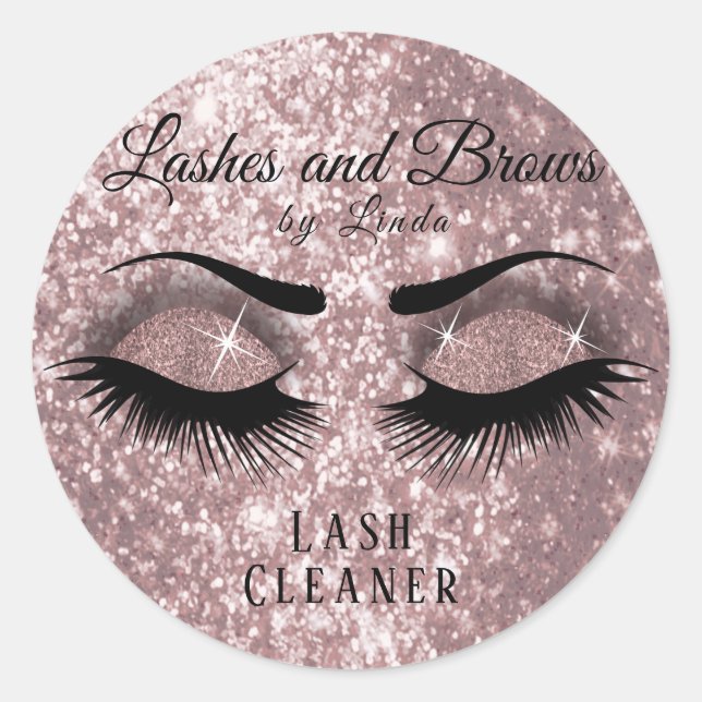 Hübsche Eyelashes Lash Cleaner Design - Rose Runder Aufkleber (Vorderseite)