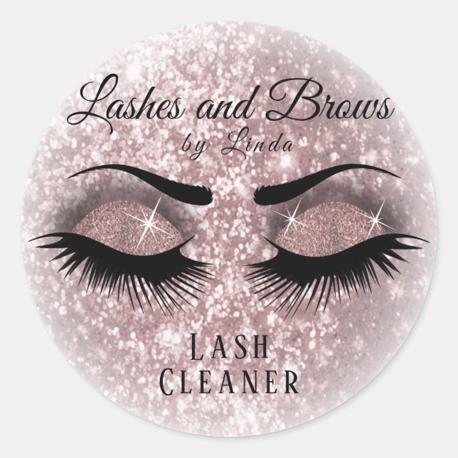Hübsche Eyelashes Lash Cleaner Design - Rose Runder Aufkleber (Vorderseite)