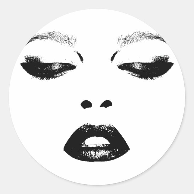 Hübsche Face Eyes lips Fashion Makeup Art Runder Aufkleber (Vorderseite)