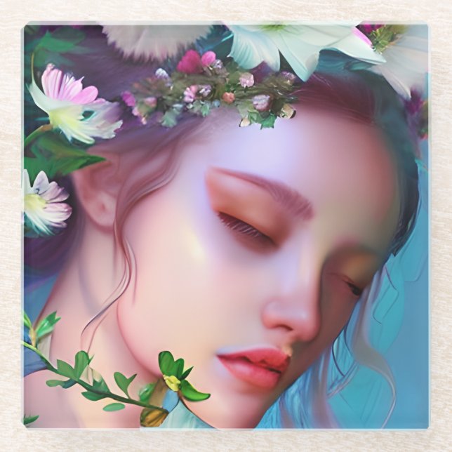 Hübsche Faible Blume in Fantasy Art Glasuntersetzer (Vorderseite)