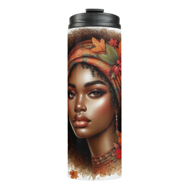 HÜBSCHE FALL-HERBST-THEMA DER AFRIKANISCHEN AMERIK THERMOSBECHER (Vorderseite)