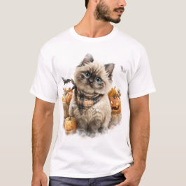 HÜBSCHE FALL THEMA HIMALAYAN CAT MIT PUMPKINS T-Shirt