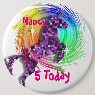 Hübsche Fantasie Regenbogen Einhorn Personalisier Button