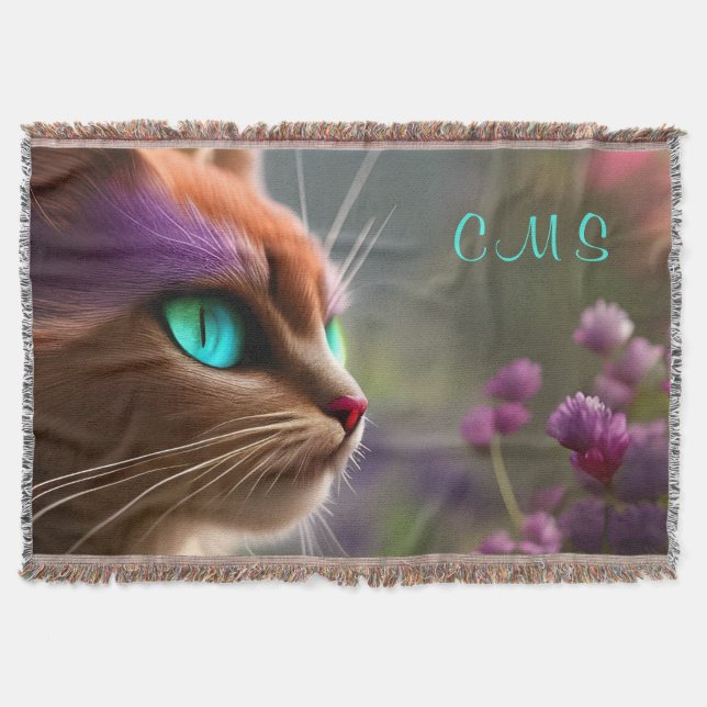 Hübsche Fantasy Chat Blume *Monogramm* Decke (Vorderseite)