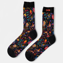 Hübsche Farben Botanischer Art Mitternacht Name Cu Socken