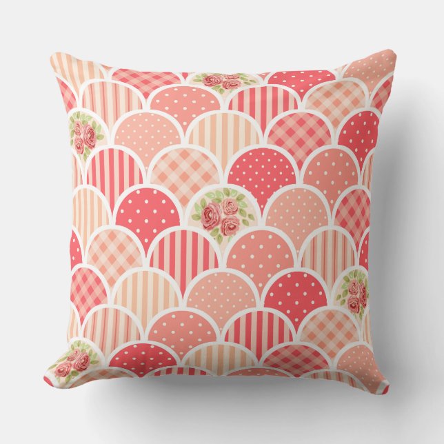 Hübsche Farben l Retro Muster in pink l Floral Kissen (Vorderseite)
