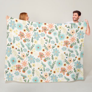 Hübsche farbenfrohe närrische Floral Weiße Design Fleecedecke
