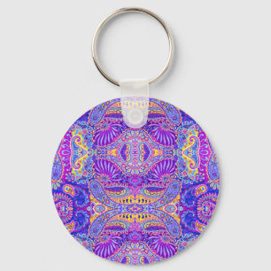Hübsche farbenfrohe Paisley-Muster-Tasse Schlüsselanhänger