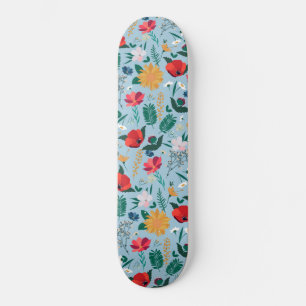 Hübsche Farbenfrohe Wildblume Lichtblau Design Skateboard