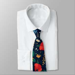 Hübsche Farbenfrohe Wilde Blume Navy Blue Design Krawatte