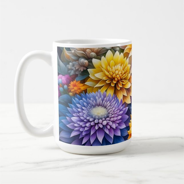 Hübsche Farbige Ai Art Blume Personalisiert Kaffeetasse (Links)