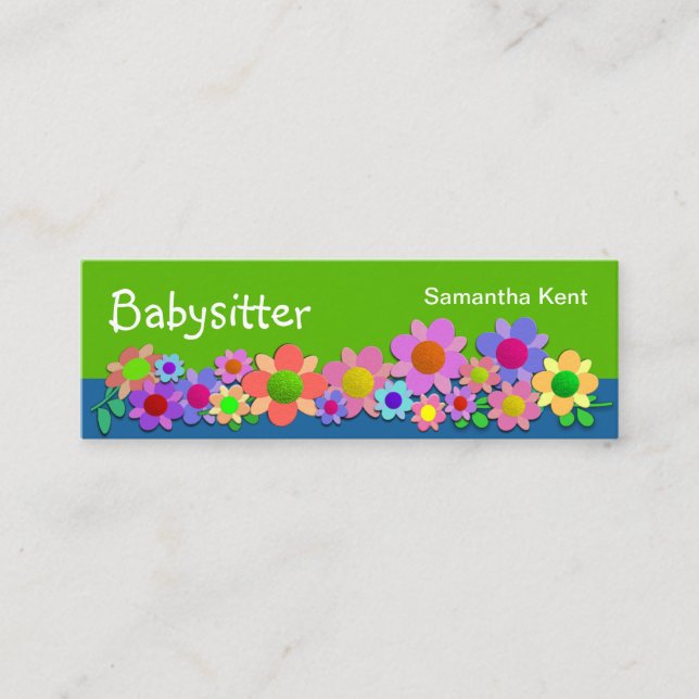 Hübsche farbige Blume Babysitter Mini Visitenkarte (Vorderseite)