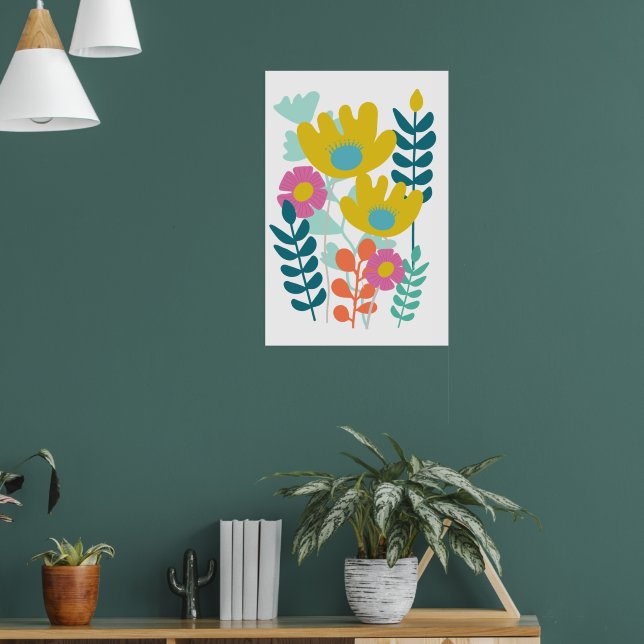 Hübsche farbige Blume, grüngelbe Wand Poster (Wohnzimmer 1)
