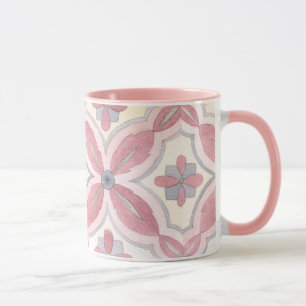 Hübsche, farbige Blumenmuster Die Fliesen sind ros Tasse