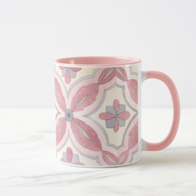 Hübsche, farbige Blumenmuster Die Fliesen sind ros Tasse (Rechts)