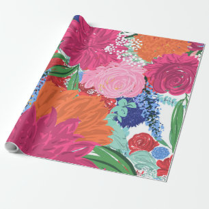 Hübsche Farbige große Blume Handmalerei Geschenkpapier