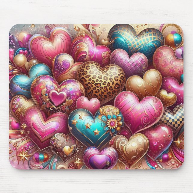 HÜBSCHE FARBIGE VALENTINSTAG HERZEN MOUSEPAD (Vorne)
